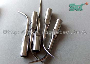 deburring, descaling and mirror polishing of stainless steel dental probe of dental equipment parts