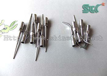 The stainless steel dental probe of medical instruments after deburring and descaling and mirror polishing